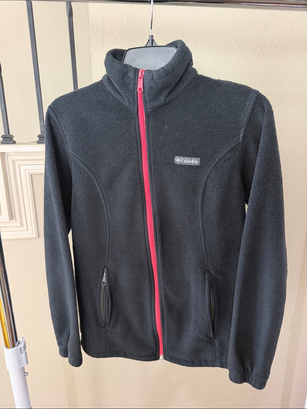 Columbia Black Fleece Jacket with Pink Zip